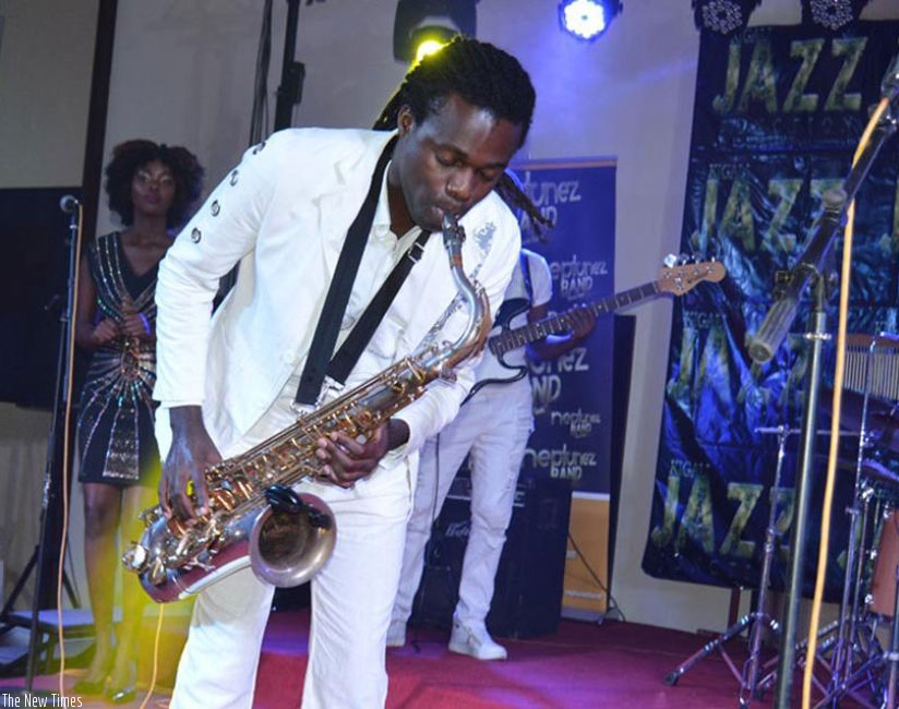 Herbert Rock plays the saxophone. (Courtesy)