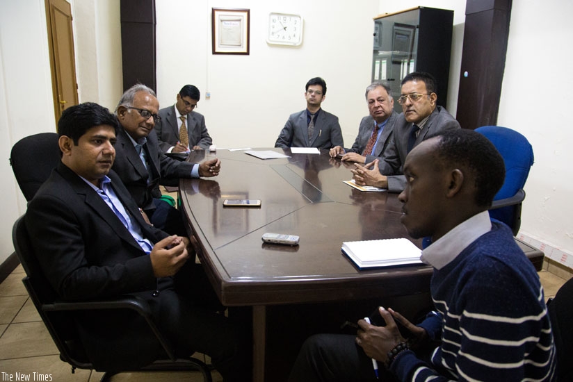 Indian businessmen during interviews at The New Times yesterday. (F. Niyigena)