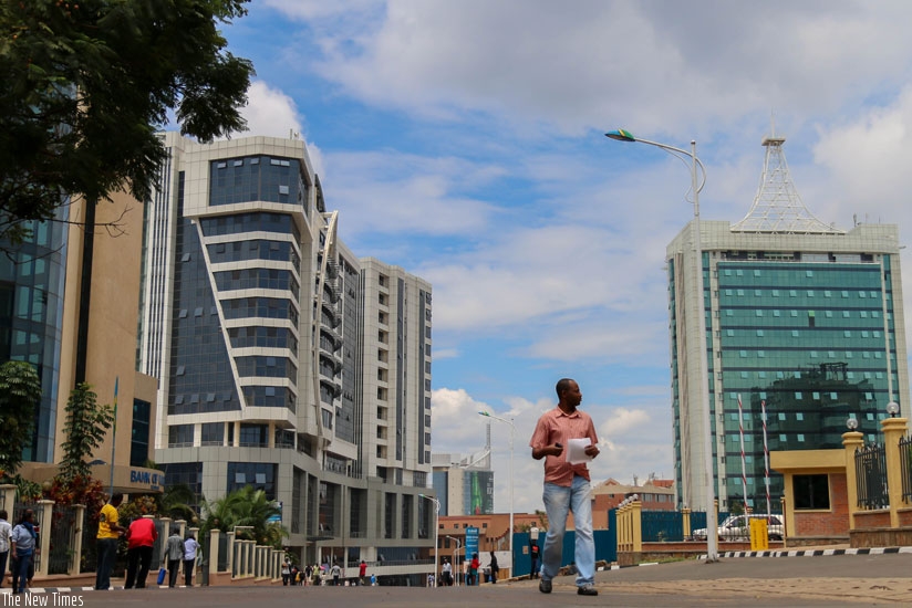 A man walks through the Car Free Zone street, Central Business District in the capital Kigali. (File)