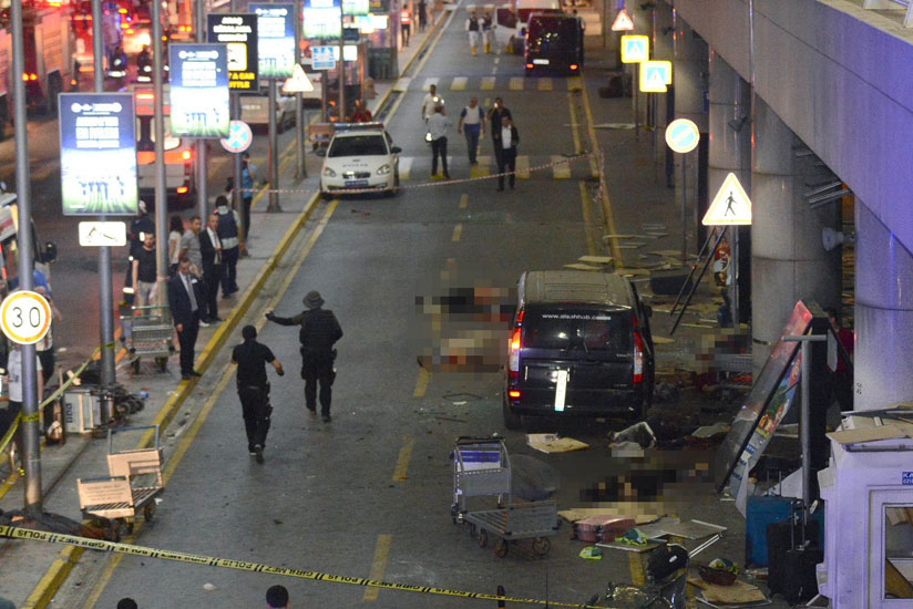 The scene left by two explosions and gunfire at Turkey's biggest airport. (AFP/Getty Images)