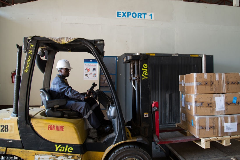 Goods ready for export at Kigali International Airport. (File)