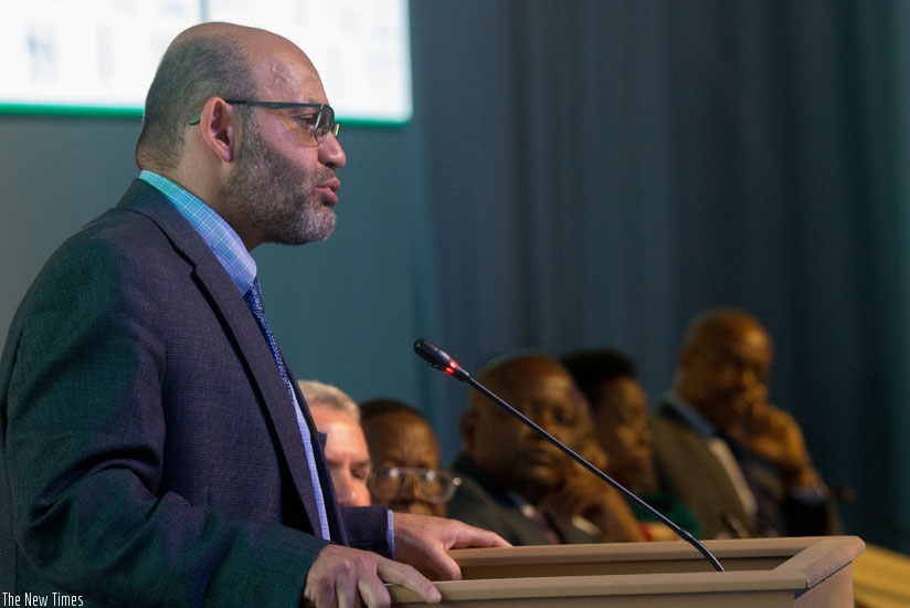 World Bank country manager Yasser El-Gamal speaks during the Africa Carbon Forum in Kigali yesterday. (Timothy Kisambira)