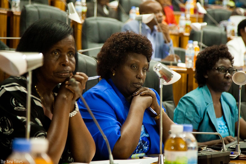 Women MPs follow proceedings in Parliament. The Rwandan Parliament has the highest women-to-men ratio globally. (File)