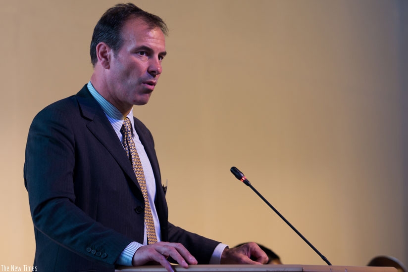 Close speaks at the meeting in Kigali recently. (Timothy Kisambira)