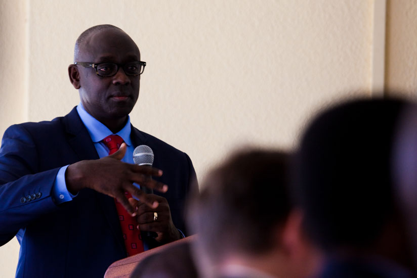 Busingye during a past function. He has lauded the Dutch court ruling as a defining moment in the pursuit for justice. (File)