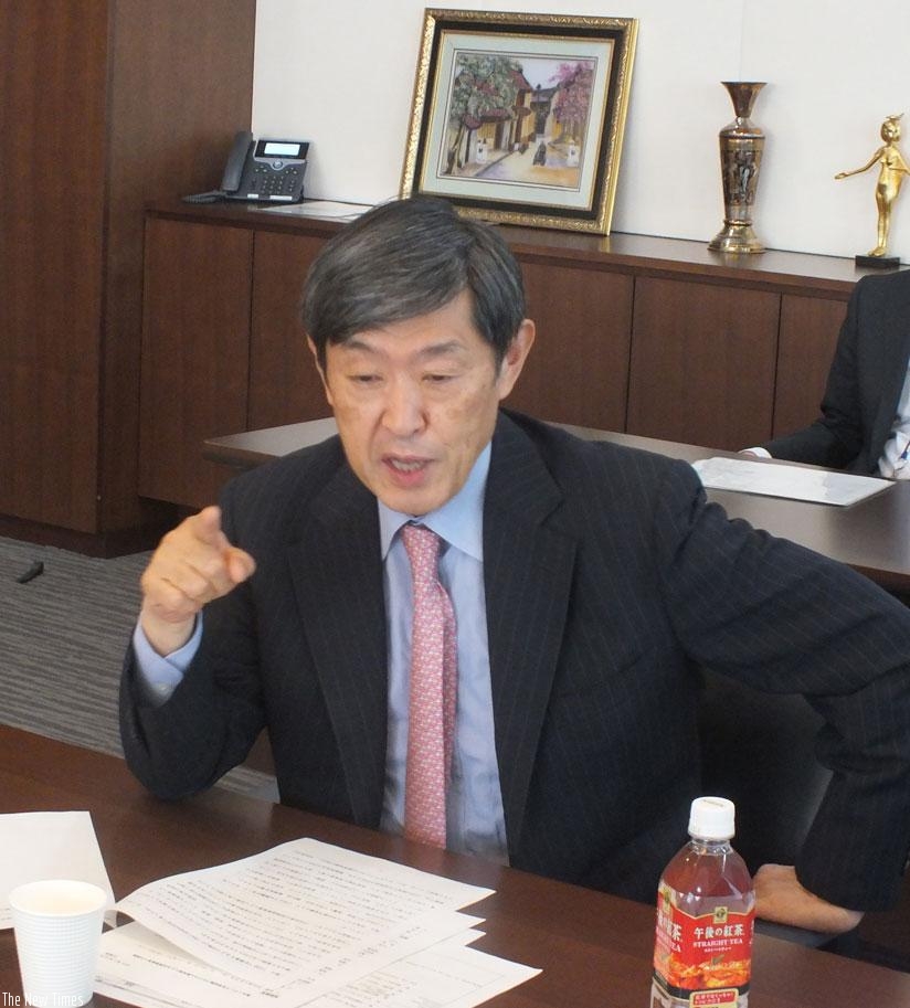 JICA global president Prof Kitaoka speaks during the interview. (Peterson Tumwebaze)