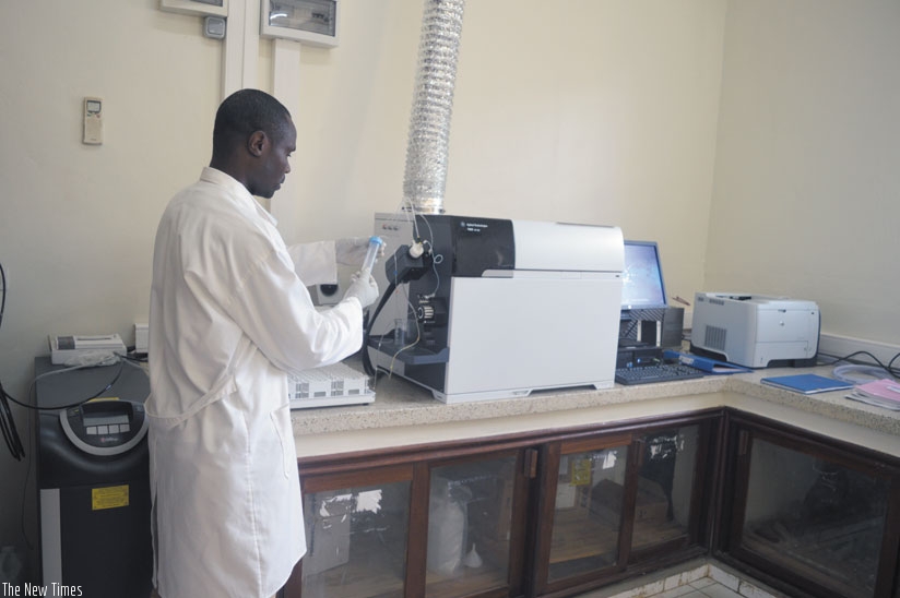 A lab. technician using ICP-MS machine that tests minerals, trace elements and heavy metals in food. (John Mbaraga)