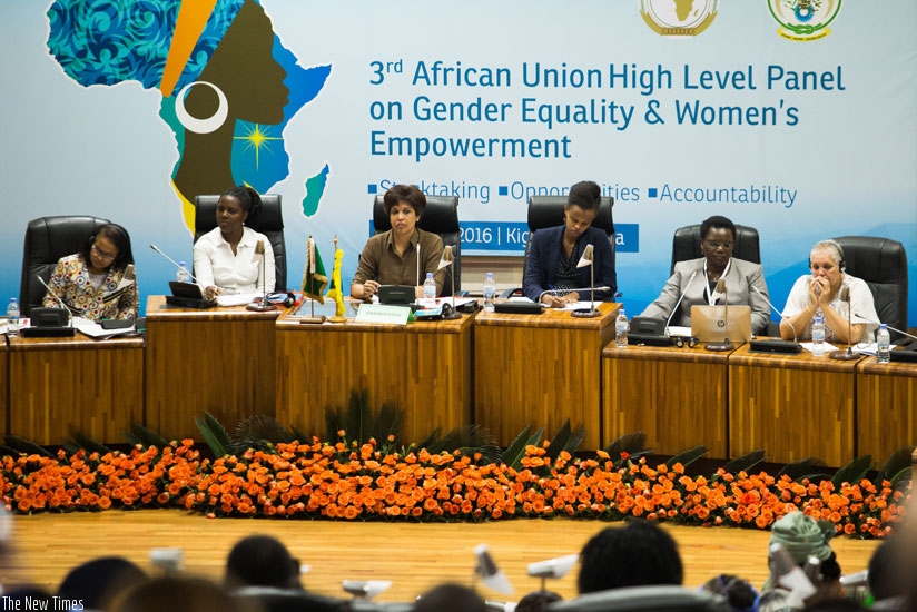 Panelists during the 3rd African Union high level Panel on Gender Equality & Women's Empowerment. The 27th ordinary summit of the African Union starts today. (Timothy Kisambira)