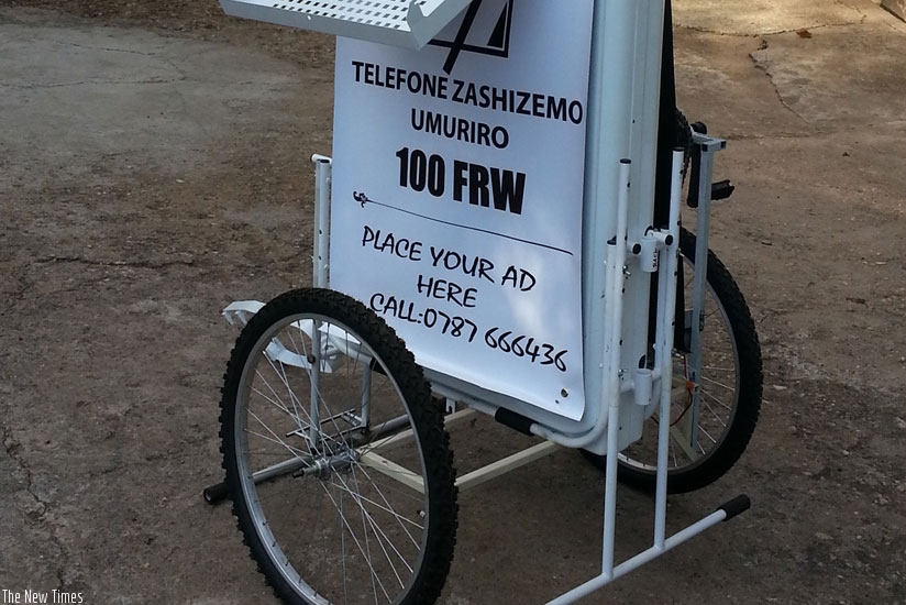 A solar powered device for recharging phones invented by a Rwandan youth. 