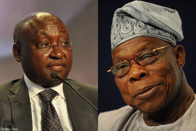 Former President of the AfDB Donald Kaberuka (L) and Former Nigerian President Olusegun Obasanjo. / File.