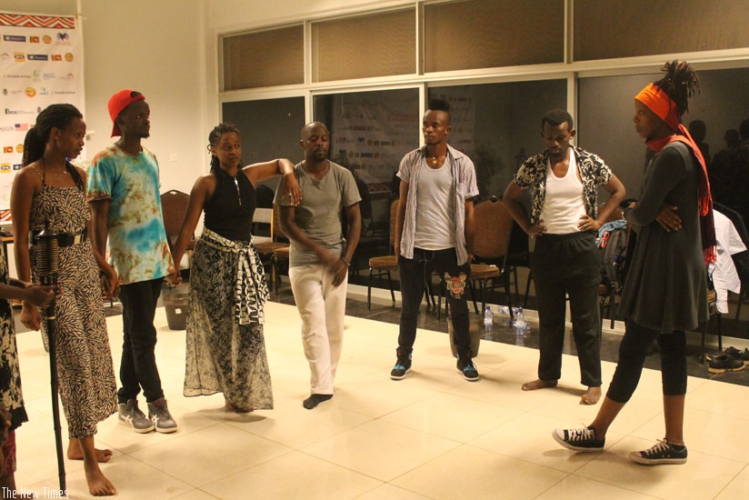 Mashirika cast during rehearsals of Africa's Hope before the festival. / Moses Opobo