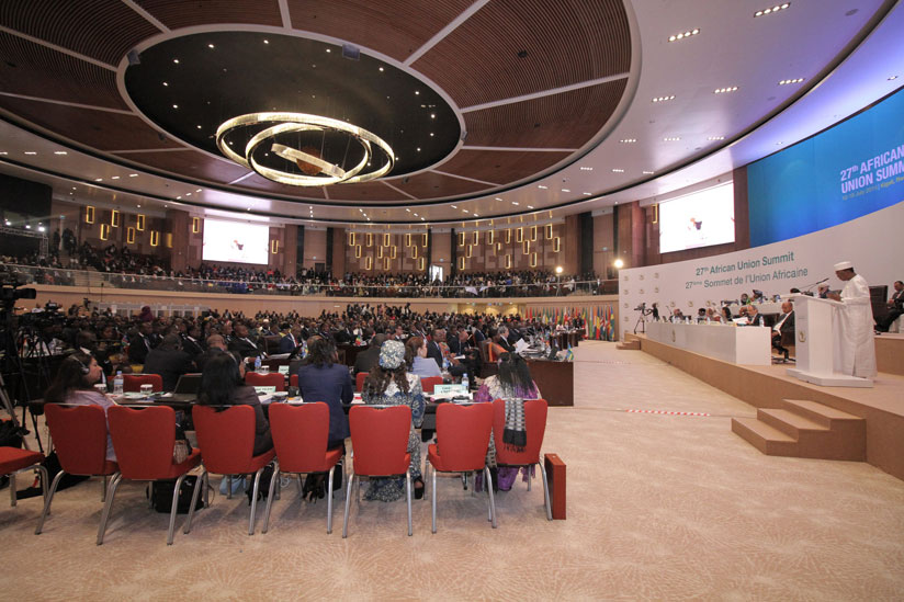 The Chairperson of the AU, President Idriss Deby addressing the General Assembly in Kigali. (Courtesy Photo)