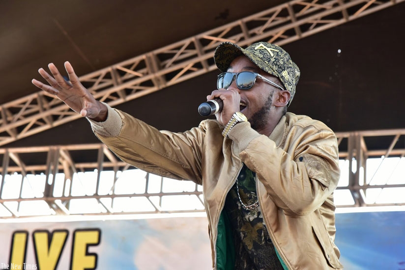 Danny Nanone performs at Primus Guma Guma roadshow in Huye. / Julius Bizimungu.