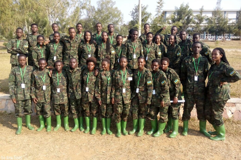 Intore from Isibo Urugerero pose for a group photo at the Gabiro School of Infantry. / Courtesy