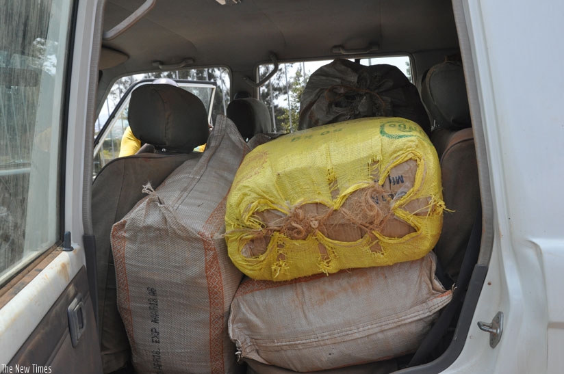 Boxes of the illicit gin parked in the intercepted vehicle. / File.