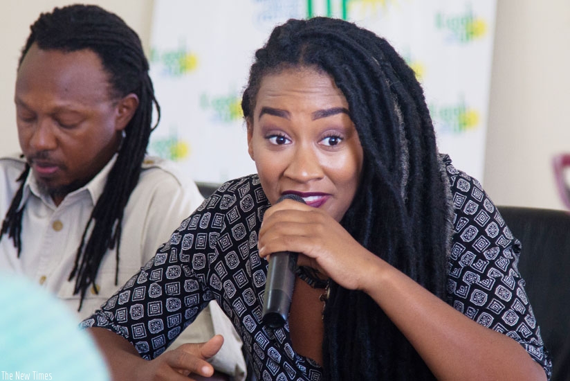 Soleil Laurent speaks during the press conference in Kigali on Wednesday. (Nadeje Imbabazi)