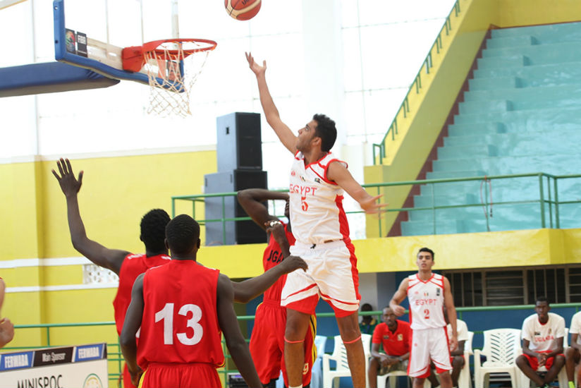 Egyptian player center Seifeldini Elsandily, seen here against Uganda, will be key to Egypt's title defence. / Courtesy
