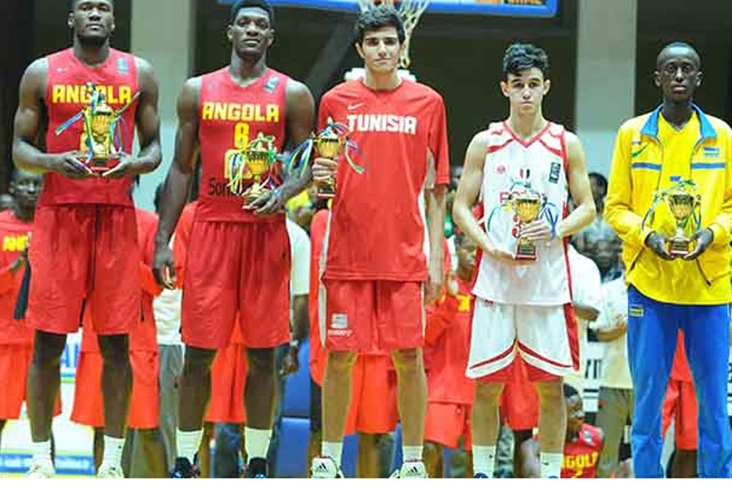 The five players, who made the Team of the Tournament, among them, Rwandau2019s Sano Gasana (right). (Courtesy)