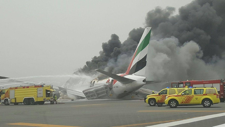 Footage on social media showed smoke billowing from the aircraft, while passengers were reportedly escorted to safety. / Al Arabiya.