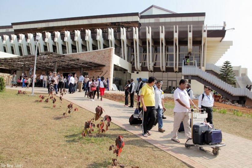 Passengers leave the arrivals section of Kigali International Airport. (File)
