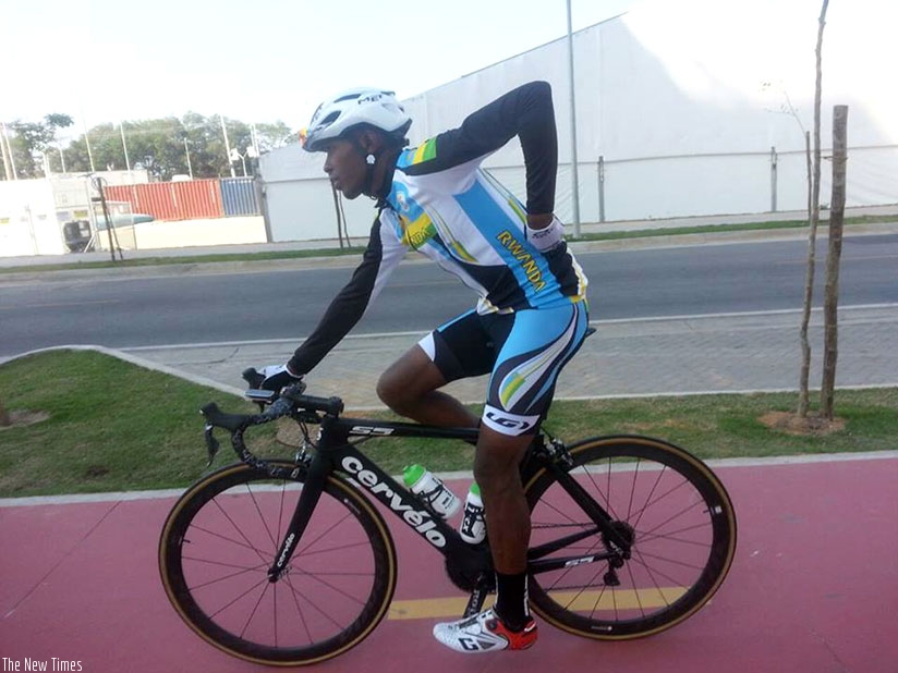 Niyonshuti pictured leaving the start line of the 236km race. He bowed out after 50 kilometres into the race on Saturday. / Courtesy.