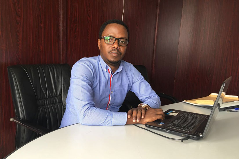 Gasana during the interview at his office in Remera, Kigali. / Faustin Niyigena. 
