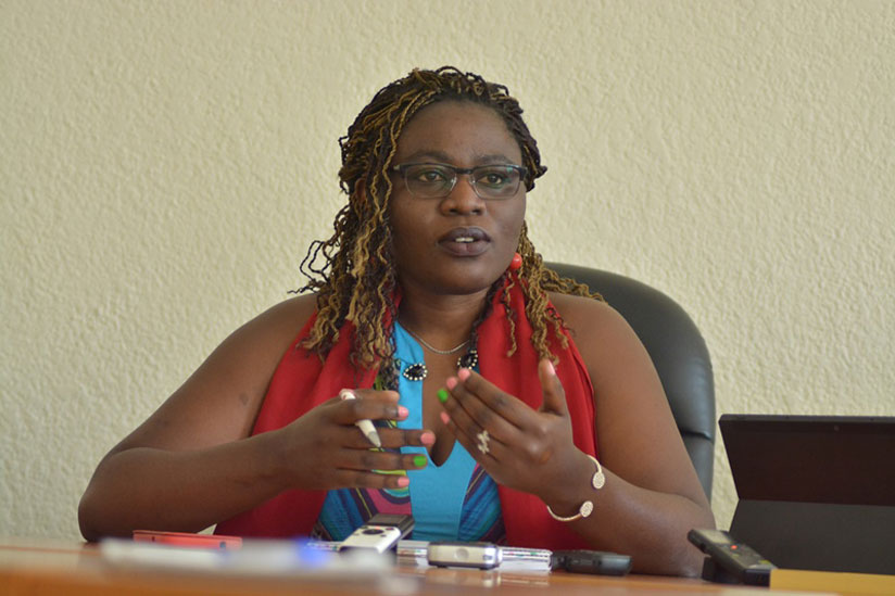 Emma Claudine of Ikirezi Group, the organisers of Salax Awards, speaks to journalists about the 7th edition of the event. (Courtesy)