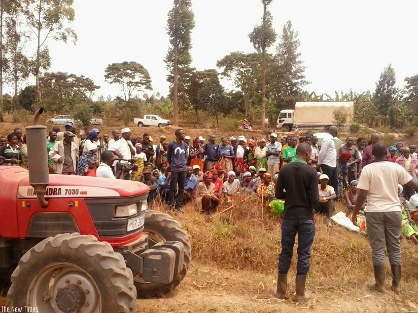 Kamonyi farmers being sensitised on modern farming yesterday. (Frederic Byumvuhore)
