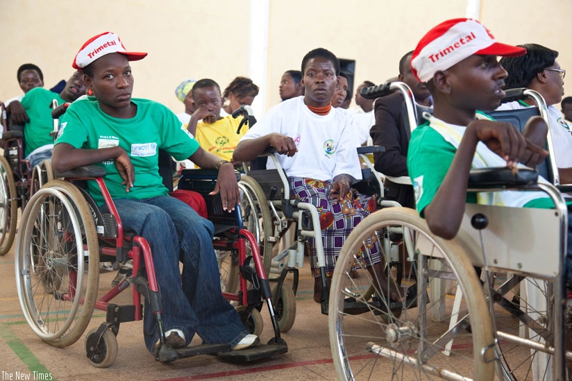 Some of the children with disability at Petit Stade in Remera during a past event to mark the International Day of Persons with Disabilities. (File)