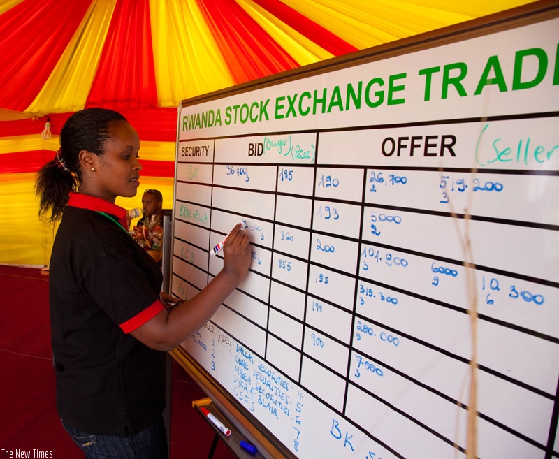 Rwanda Stock Exchange trading floor. (File photo)