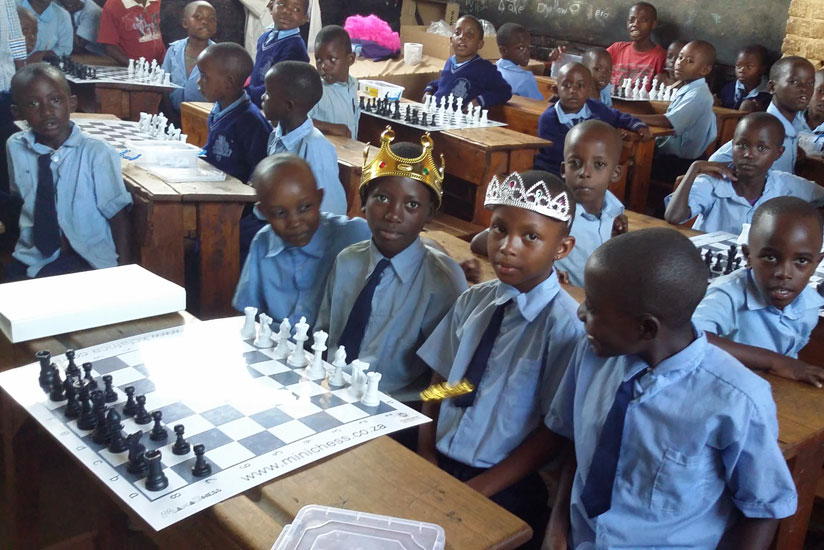 P.1 pupils during a Mini-Chess class at GS Kimisange primary school, one of the five in the pilot phase, in Kicukiro district. / Courtesy