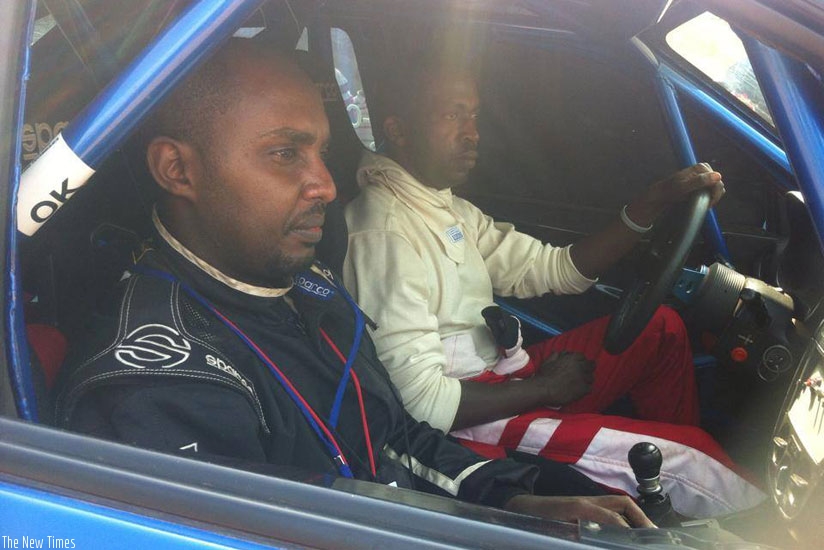 Jean Claude Gakwaya, in the drivers' seat, will go into this year's Rwanda Mt. Gorilla Rally seeking his first podium finish. (Courtesy)