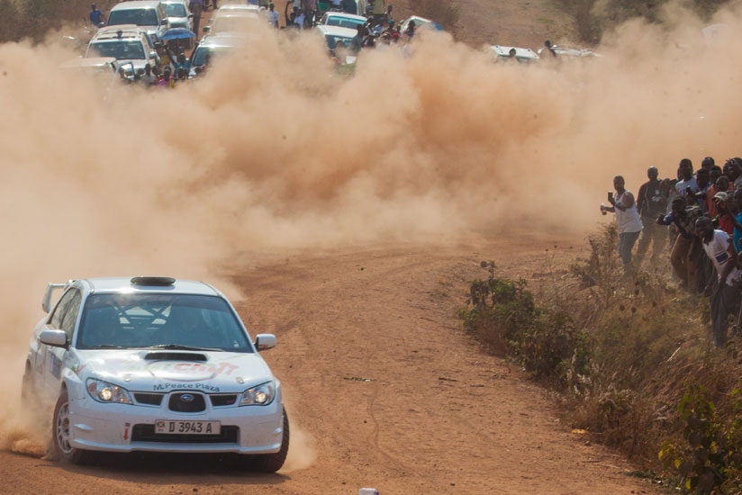 Valery Bukera seen here in Ndemba, Nyamata, has taken the overall lead going into Day 3 of the 2016 Rwanda Mt. Gorilla rally. / Nadege Imbabazi