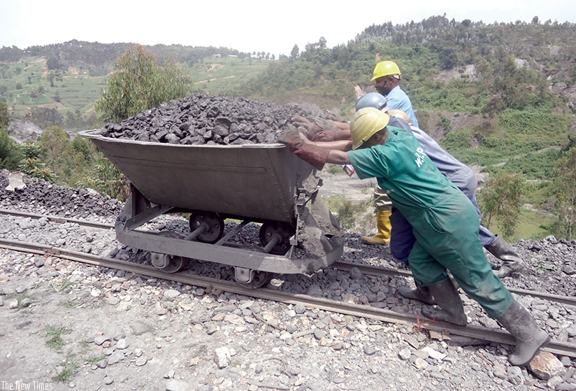 Workers at a Wolfram concession in Bugesera District. / File.