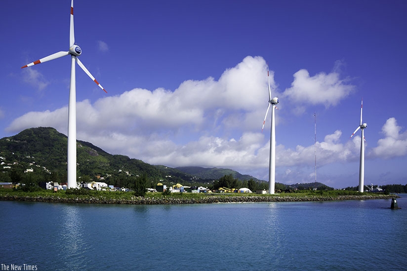 Wind turbines in Mahe, Seychelles. / Internet photo.