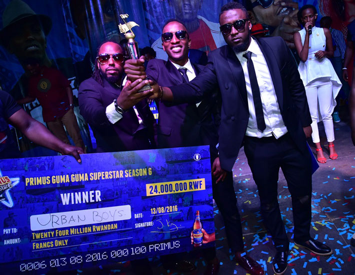 Urban Boyz after winning the 2016 Primus Guma Guma music competition. / Net photo