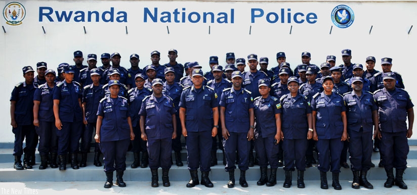 Police offices pose for a group photo on the first day of the training in Kacyiru, yesterday. (Courtesy.)