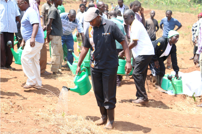 Kayonga at the launch of the irrigation promotion drive in Kirehe . / Peterson Tumwebaze. 