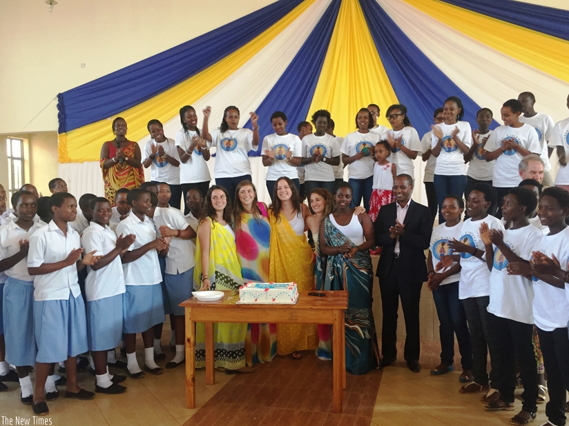 The mayor of Bugesera district and Jessica's team from the US joined the students to celebrate the 10th anniversary. (Julius Bizimungu)