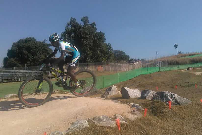 Nathan Byukusenge trains in Rio de Janeiro ahead of the mountain bike race, which he did not finish. / Courtesy