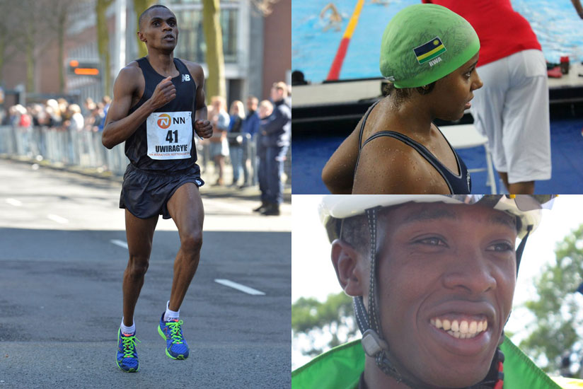 FROM LEFT: Ambroise Uwiragiye, seen here in a previous race, finished 99th out of 140 competitors on his Olympic marathon debut in Rio. 