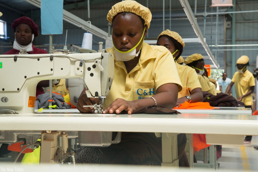 Tailors at C&H Made-in-Rwanda. (Timothy Kisambira.)