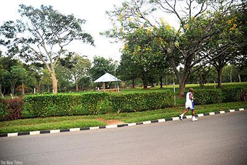 A man jogs around the Premature roundabout in Kimihurura. (File photo)