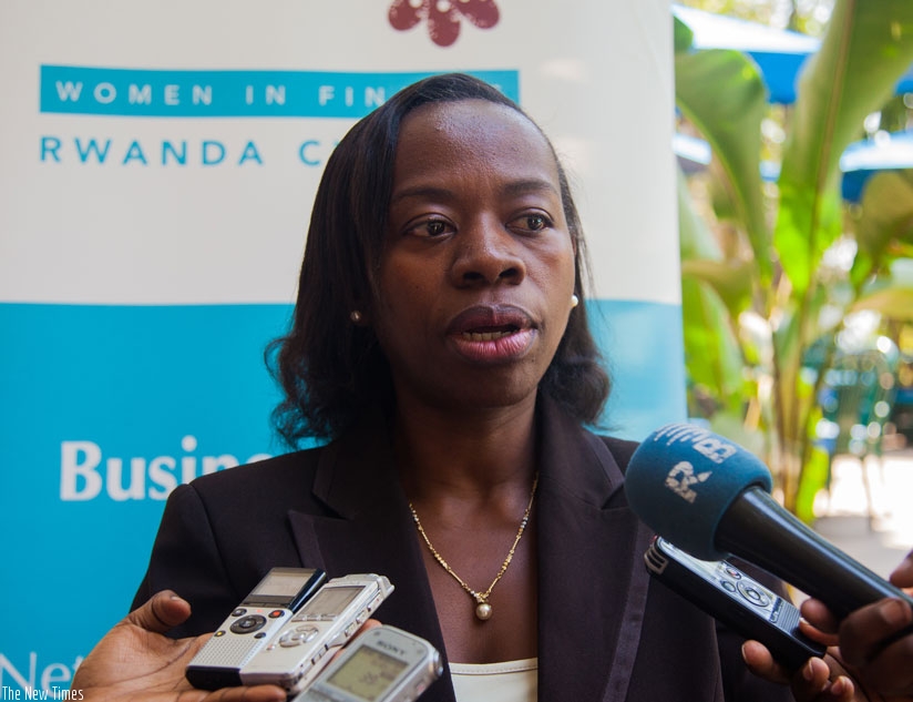 Dr Nsanzabaganwa addresses the New Faces, New Voices meeting in Kigali yesterday. (Nadege Imbabazi)