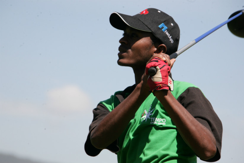 Rwandan Ernest Ndayisenga put on an eye catching display over the opening two rounds of the 82nd Tusker Malt Lager Uganda Open. / File photo