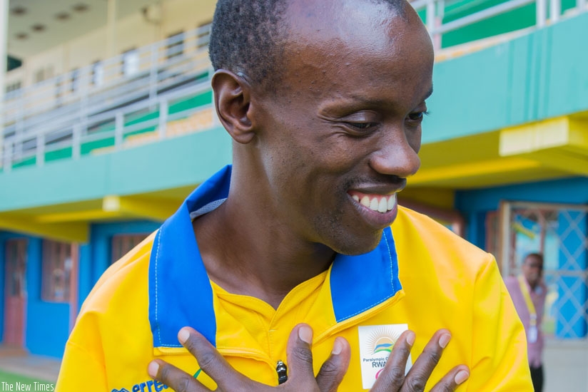 Muvunyi qualified for both the 400m and 1500m T-46 races but because both will be on same day, he has decided to focus on the longer race. / Faustin Niyigena