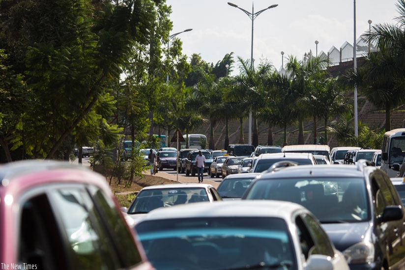 A traffic jam on KN5 Road towards Gishushu in Gasabo District, Kigali. / Timothy Kisambira.