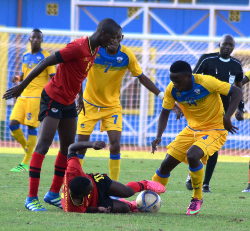 Midfielder Muhadjir (R), in action against Mozambique at Amahoro Stadium in June, has been tipped to take over the set-piece role for Amavubi. / Sam Ngendahimana.