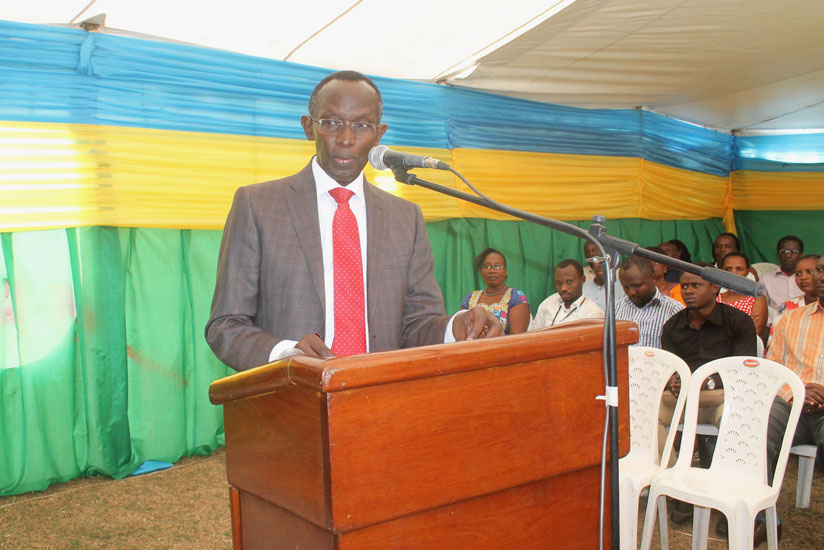 Prof. Rugege speaks during the opening of the training in Muhanga District on Monday. / Courtesy.