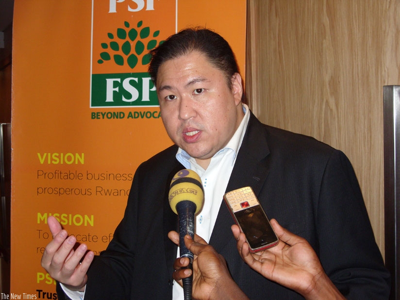 Cody Lee, Singapore business federation Senior Director, speaks to the media about the initiative. (Elias Hakizimana)